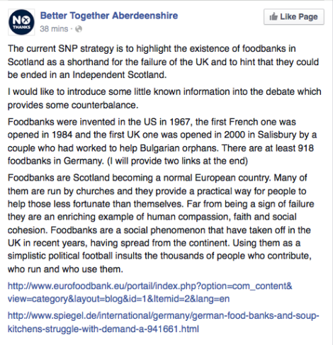Better Together Aberdeen RE Foodbanks