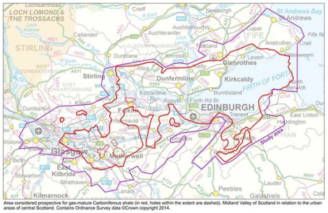 Prospective shale gas areas within the red line
